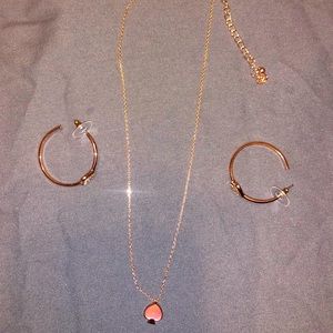 Kate spade rose gold necklace and earring set never worn!